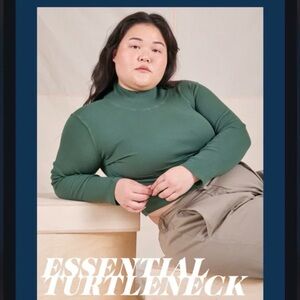 Big Bud Press Organic Cotton Teal Ribbed Turtleneck, size S